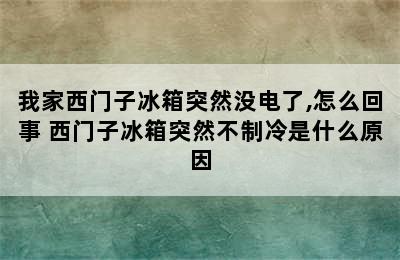 我家西门子冰箱突然没电了,怎么回事 西门子冰箱突然不制冷是什么原因